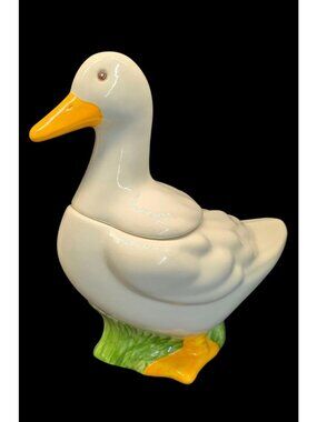 Vtg 12" Metlox Sir Francis Drake Duck Cookie Jar USA Cottage Core Country Goose